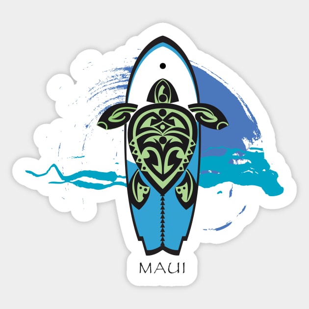 Tribal Turtle Tattoo Surf's Up / Maui Sticker by srwdesign